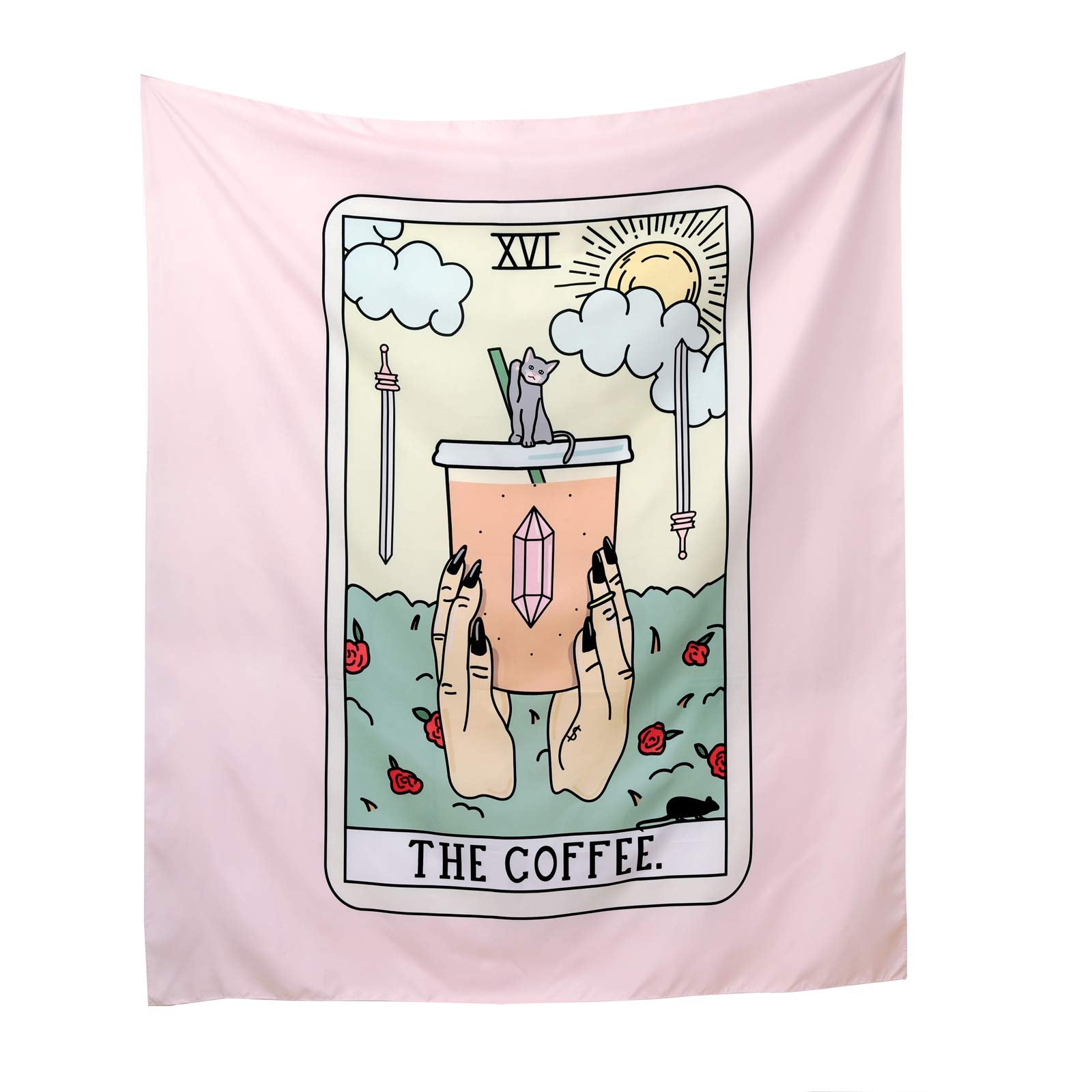 Tarot Mandala Tapestry Colored Hippie Psychedelic Tapestry Wall Hanging Coffee Boho Wall Blanket Tapestries For Bedroom Living R