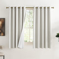 NICETOWN 100% Absolutely Blackout Linen Curtains with Thermal Insulated White Liner, Ivory, 62 W x 63 L, Set of 2, Burlap Textur