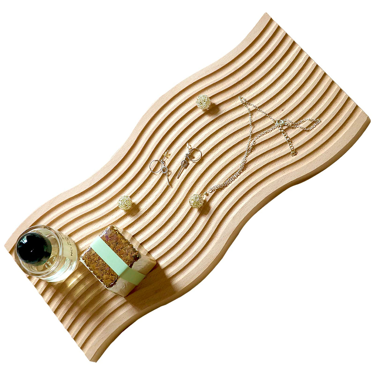 BLOFLO Decorative Tray Wave Shaped Natural Wooden Trays for Decor, Rustic Wood Serving Tray, Wood Decorative Trays for Coffee Ta