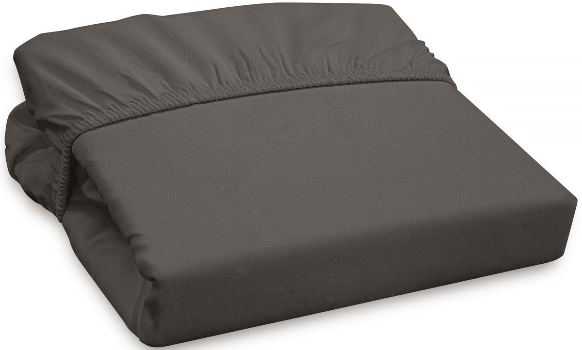 Royale Linens 300 Thread Count 100% Long Staple Combed Cotton Fitted Sheet - Super Soft Deep Pocket Bottom Sheet - Grey Fitted S