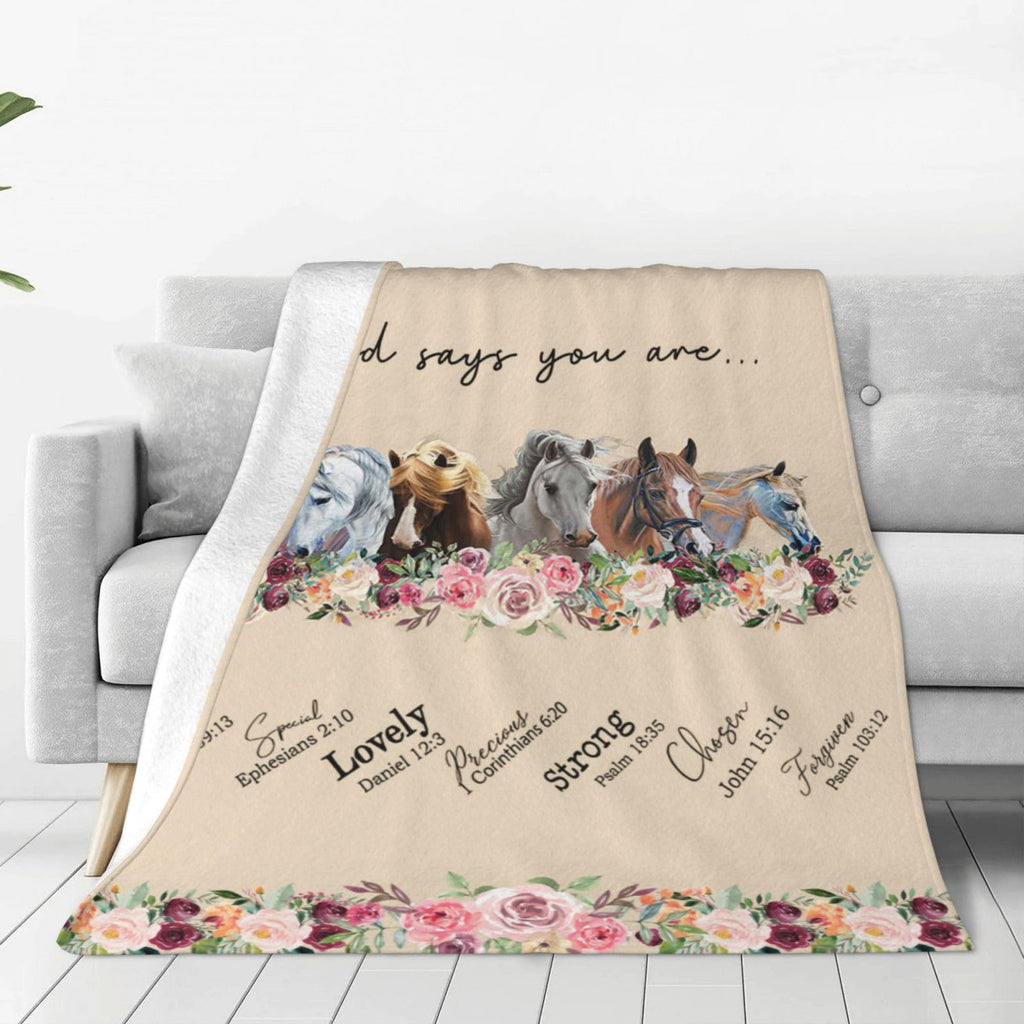 Horse Blanket Horse Decor God Says You Are Throw Blanket Super Warm Soft Plush Lightweight Fleece Flannel Bible Verse Blanket Ho