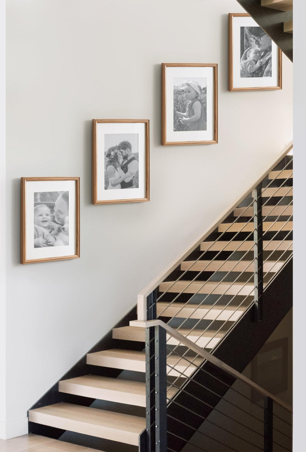Kate And Laurel Adlynn Rectangle Picture Frame Set Of 4, 11 X 14 Matted To 8 X 10, Brown, Transitional Four-Piece Frame Set For