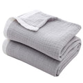 Se Softexly Cotton Muslin Throw Blanket For Adults,Breathable 4-Layer Yarn Dyed Linen Texture Gauze Blanket For Bed Sofa Couch,S