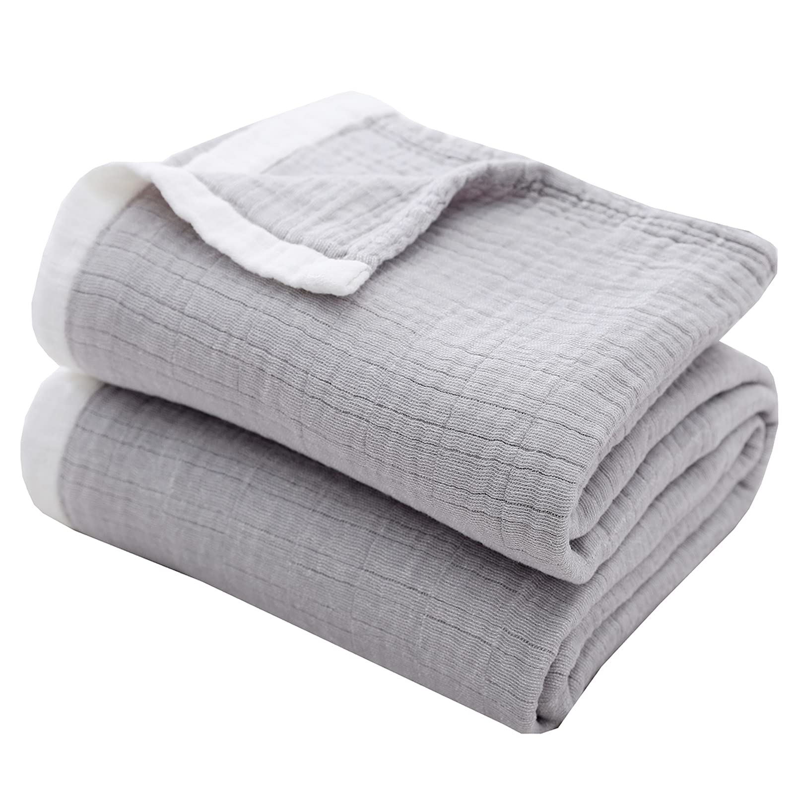 Se Softexly Cotton Muslin Throw Blanket For Adults,Breathable 4-Layer Yarn Dyed Linen Texture Gauze Blanket For Bed Sofa Couch,S