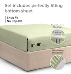 Twin Xl Size Fitted Bed Sheet - Hotel Luxury Single Fitted Sheet Only - Fits Mattress Up To 16 - Extra Soft, Wrinkle Free, Breathable - Bottom Fitted Sheet - Light Sage Green Single Fitted Sheet Only