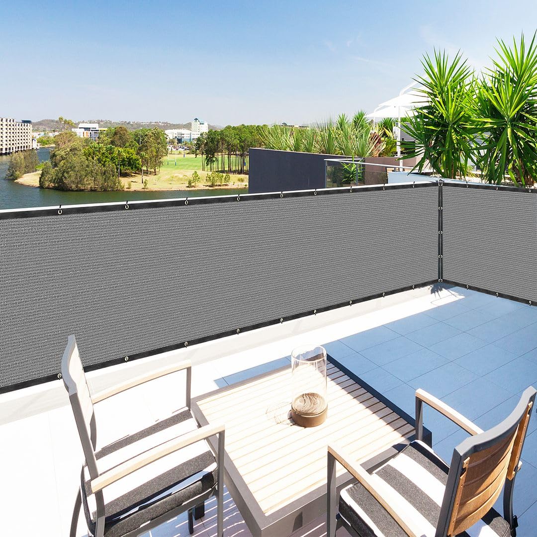 4' X 4' Grey Privacy Screen Fence Cover Panel Shade Cloth Fabric For Chain Link Fence Balcony Deck Patio Pool Railing Porch Play