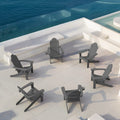 Lue Bona Hdps Adirondack Chairs Set Of 6, Fire Pit Outdoor Chair Weather Resistant With Cup Holder, Modern Plastic Chair Plastic For Patio, Deck, Proch, 350Lbs, Dark Gray