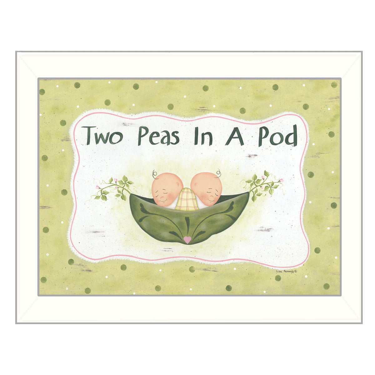 Two Peas In A Pod White Framed Print Wall Art