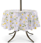 Umineux Outdoor Tablecloth With Umbrella Hole And Zipper, Spring/Summer Waterproof Table Cover For Picnic/Bbq/Garden(60' Round,Daisy)