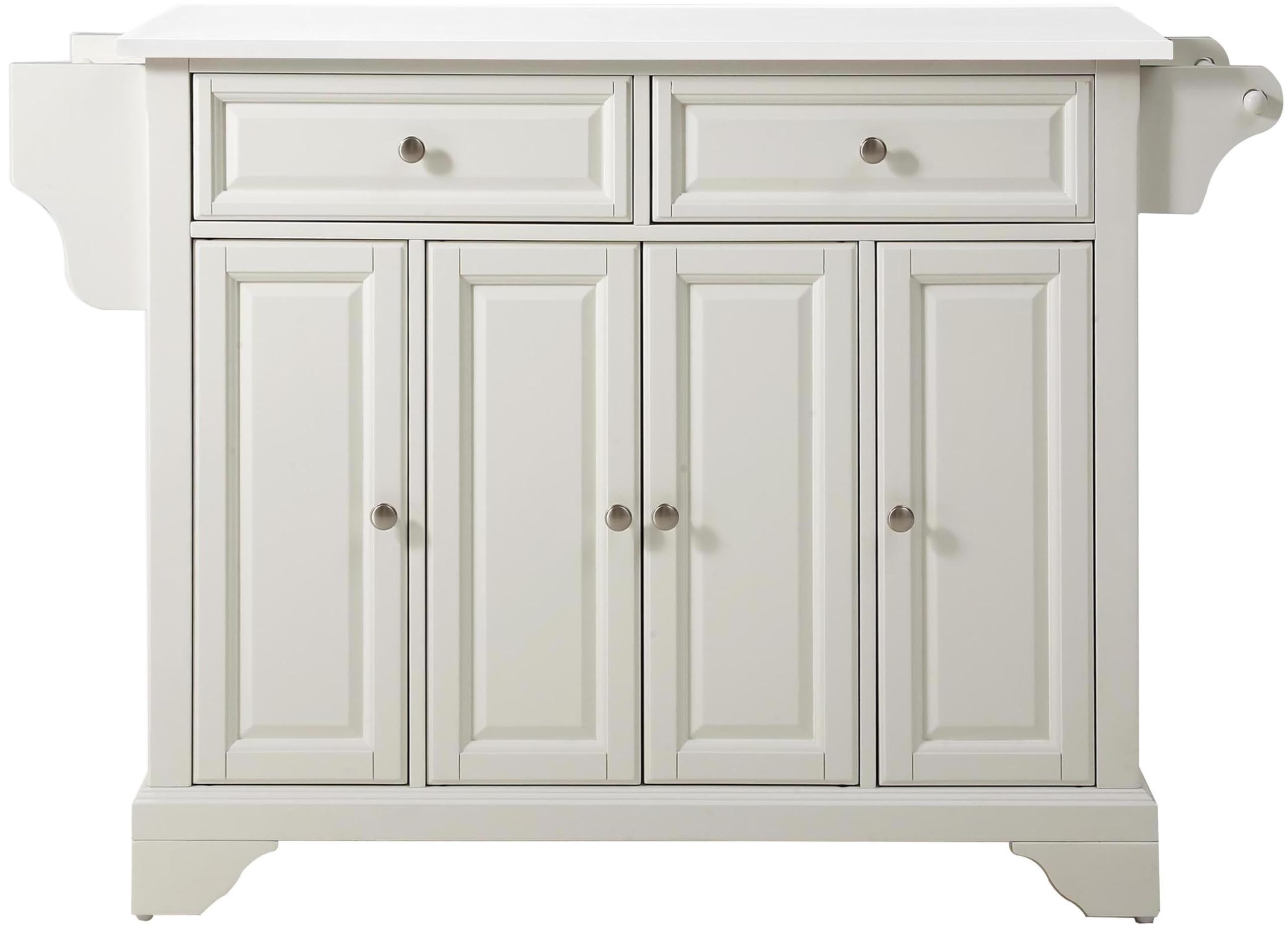 Crosley Furniture Lafayette Stone Top Rolling Kitchen Island Storage Cart, Microwave Stand, Spice Rack, White