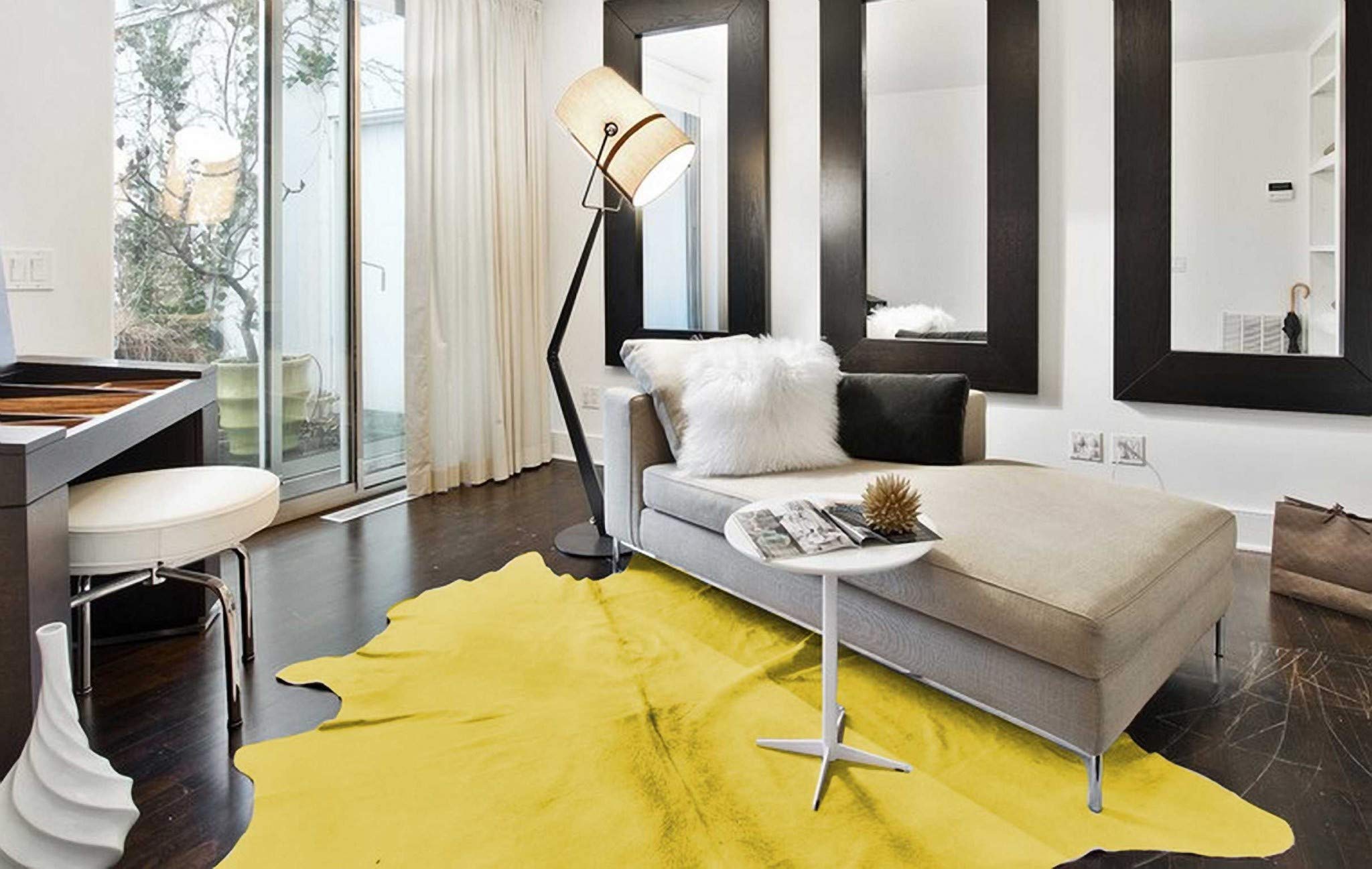 HomeRoots 72' x 84' Yellow Cowhide - Rug