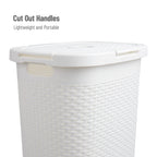 Mind Reader 60L Slim Laundry Hamper, Clothes Basket, Lid, Wicker Style, Plastic, 17.65''L X 13.75''W X 24.15''H, Set Of 2, White