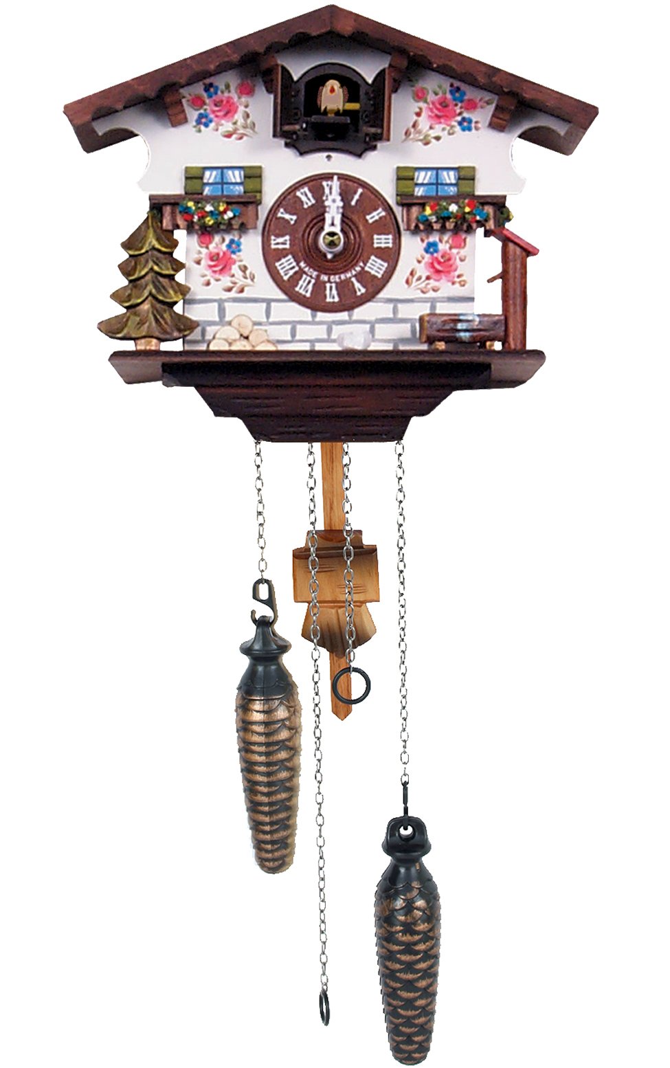 Alexander Taron Importer 418Qm Engstler Battery-Operated Cuckoo Clock-Full Size-7" H X 9" W X 5" D, White