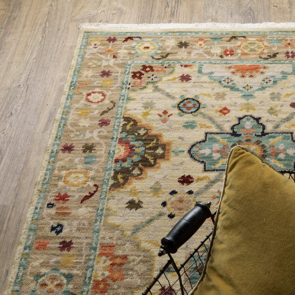 HomeRoots 509198 8 x 11 ft. Oriental Power Loom Stain Resistant Area Rug with Fringe Multi Color