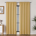 Lecloud Bessie Gold Curtains for Living Room 84 Inches Long 2 Panels, Airy Privacy Light Filtering Curtain Drapes, Faux Linen Te