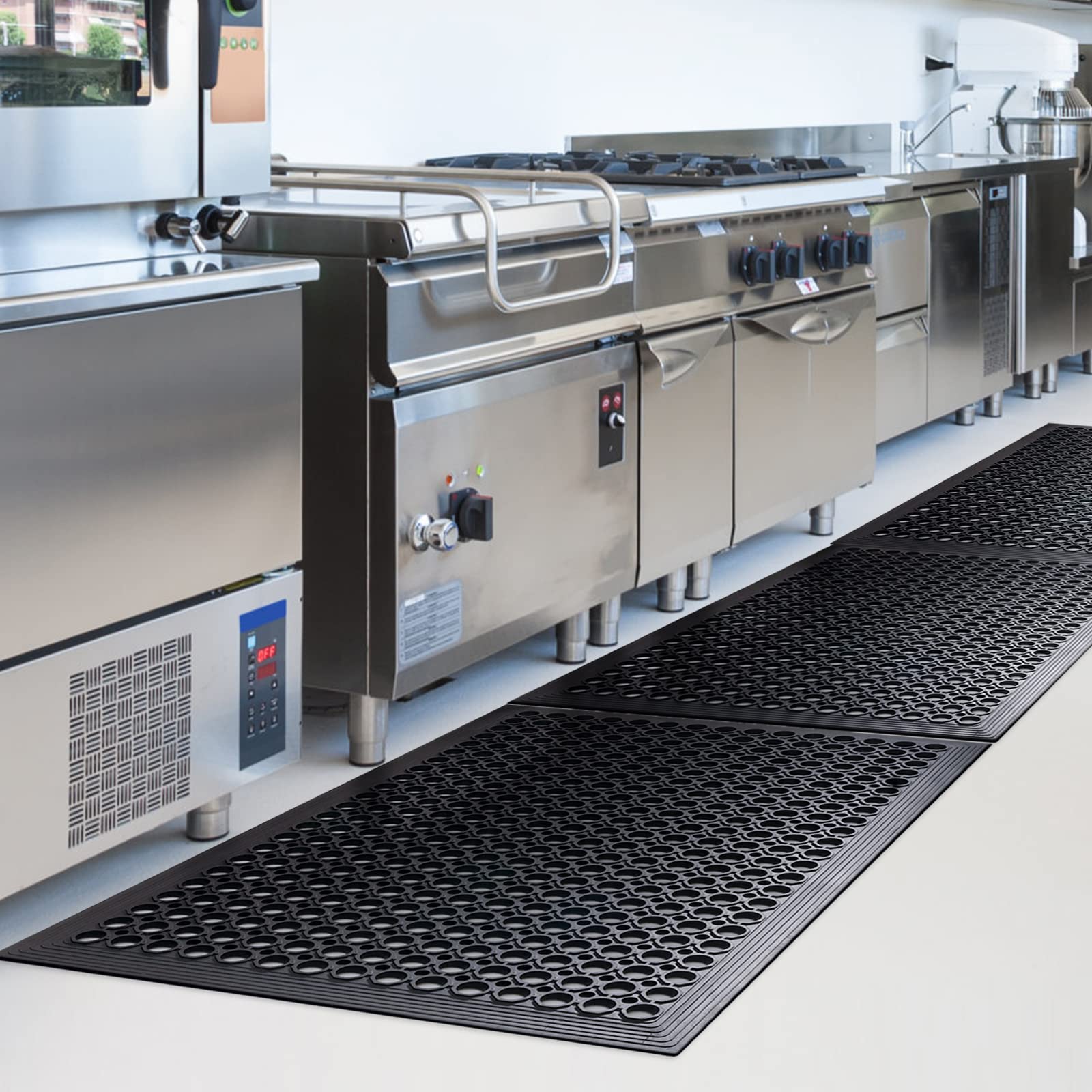 Rubber Outdoor Floor Mats Restaurant Kitchen Anti Fatigue Rubber Drainage Floor Mat Durable Non Slip Bar Floor Mats Used For Indoor Outdoor Wet Area 24' X 36' Black