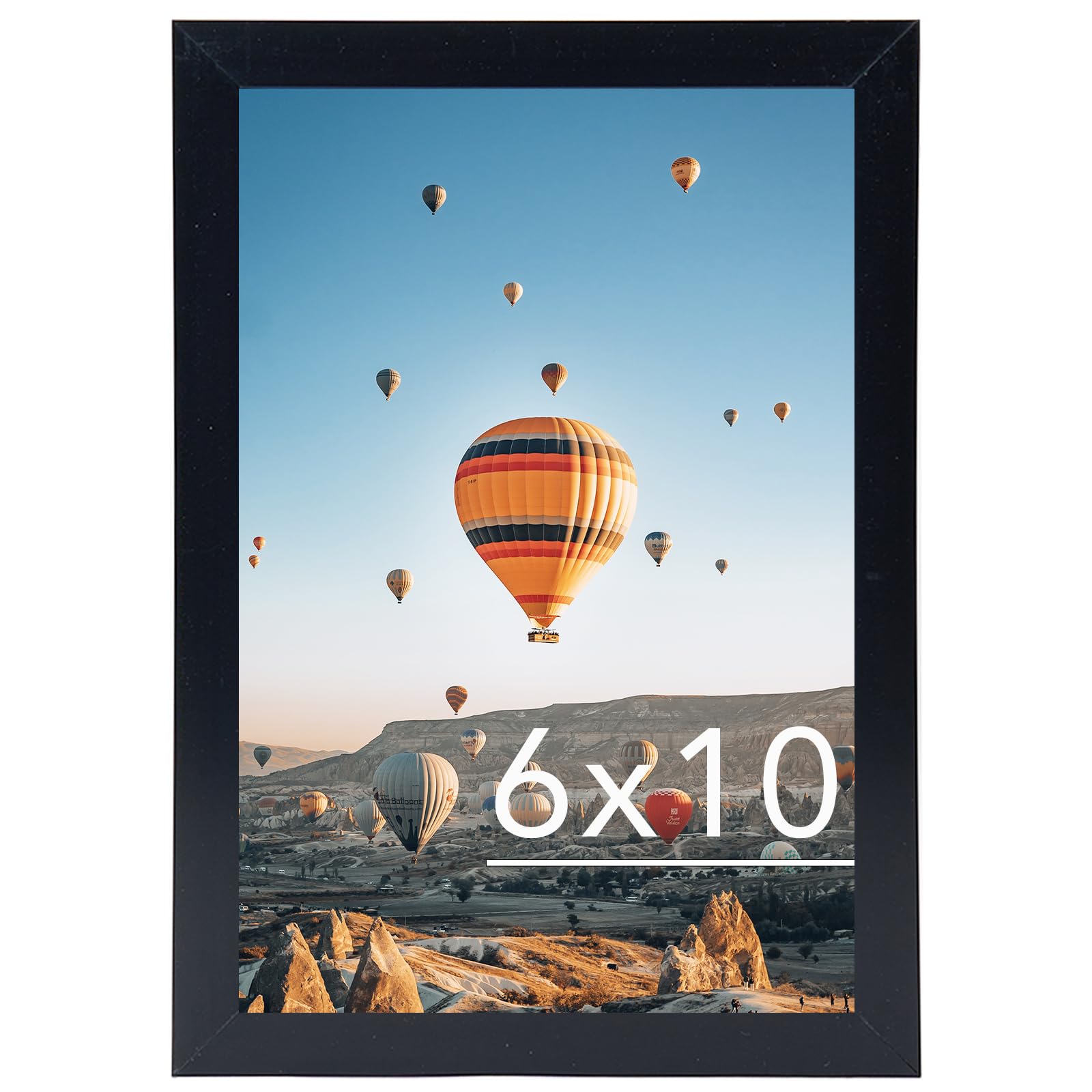 JCJMY 6x10 Picture Frame Black for Wall Hanging or Tabletop, Wall Mounting Horizontally or Vertically, 6 x 10 Wall Gallery Poste