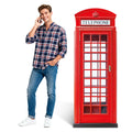 ARQRHTLY 6 Ft Red British Phone Booth Cardboard Cutout English Telephone Booth Stand up Cutout Life Size Classic Red Telephone B