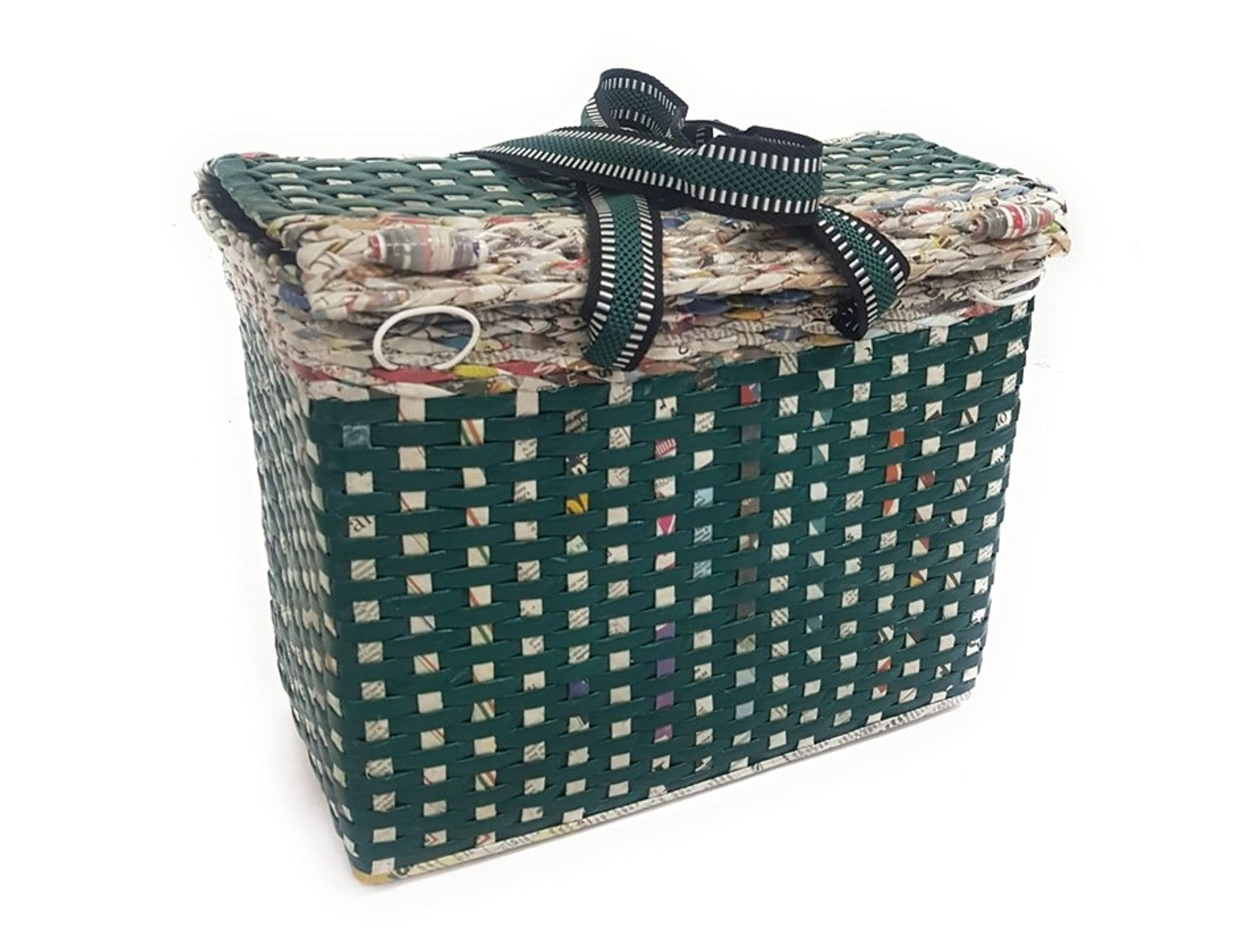 Sonas Creation Paperus, Large Lunch Bag With Lid, Picnic Basket With Cover, Tiffin Basket For Office, Travel Bag, EcoFriendly, 