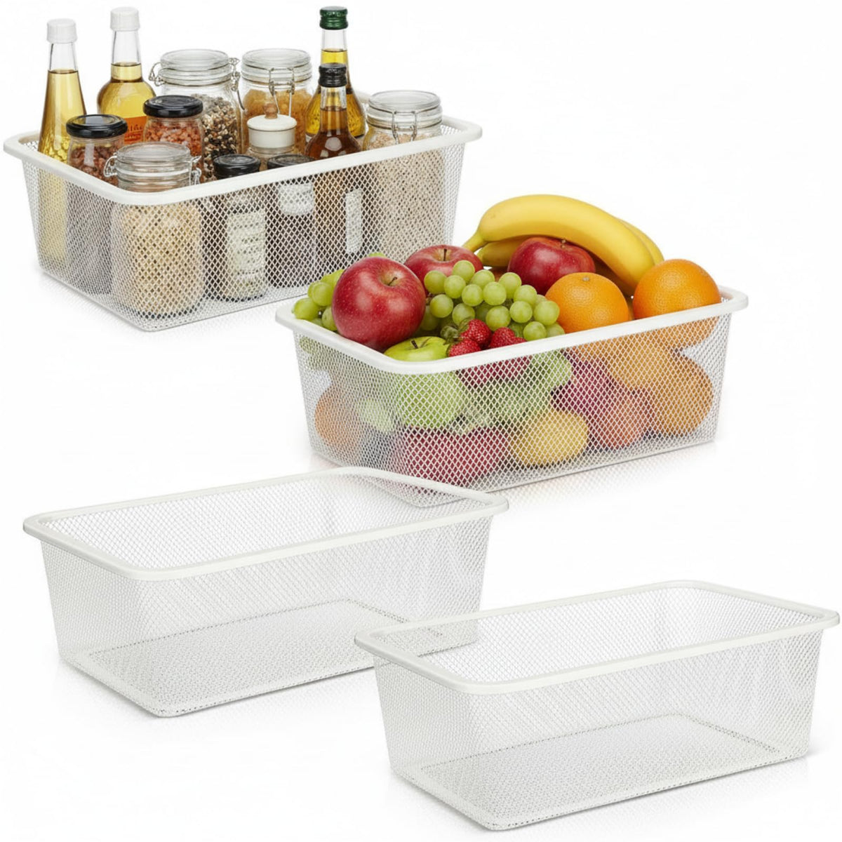 Teecyhooo Metal Wire Mesh Baskets for Organizing, White, Small