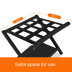 Heybly Luggage Rack, Folding Suitcase Stand With Storage Shelf, Heavy-Duty Luggage Holder For Guest Room Bedroom Hotel, Holds Up
