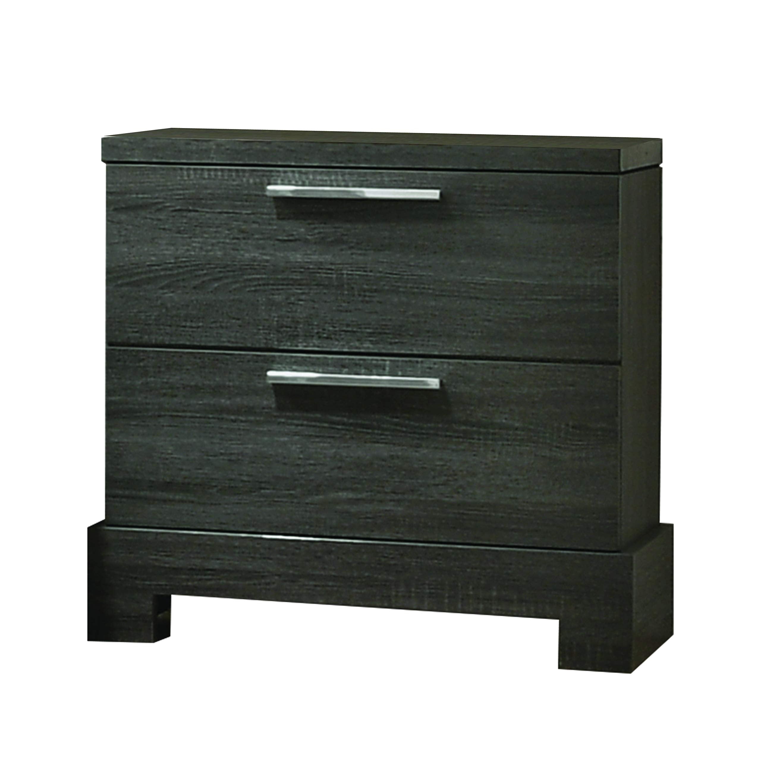Benjara 2 Drawer Wooden Nightstand With Bar Pulls And Panel Support, Gray