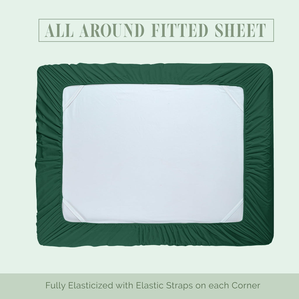 Elegant Comfort 1500 Premium Hotel Quality 18-24 Inches Deep - Extra Deep Pocket Single Fitted Sheet For High Mattress, Luxury And Softest, Smart Pocket - Wrinkle Free, Queen, Hunter Green
