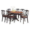 East West Furniture KENL7-BLK-LC 7 Piece Modern Dining Table Set Consist of an Oval Wooden Table with Butterfly Leaf and 6 Faux Leather Upholstered Dining Chairs, 42x60 Inch, Black & Cherry