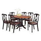 East West Furniture KENL7-BLK-LC 7 Piece Modern Dining Table Set Consist of an Oval Wooden Table with Butterfly Leaf and 6 Faux Leather Upholstered Dining Chairs, 42x60 Inch, Black & Cherry