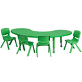 Flash Furniture Half-Moon Activity Table Set, 35"W x 65"D x 14.50" - 23.75"H, Green