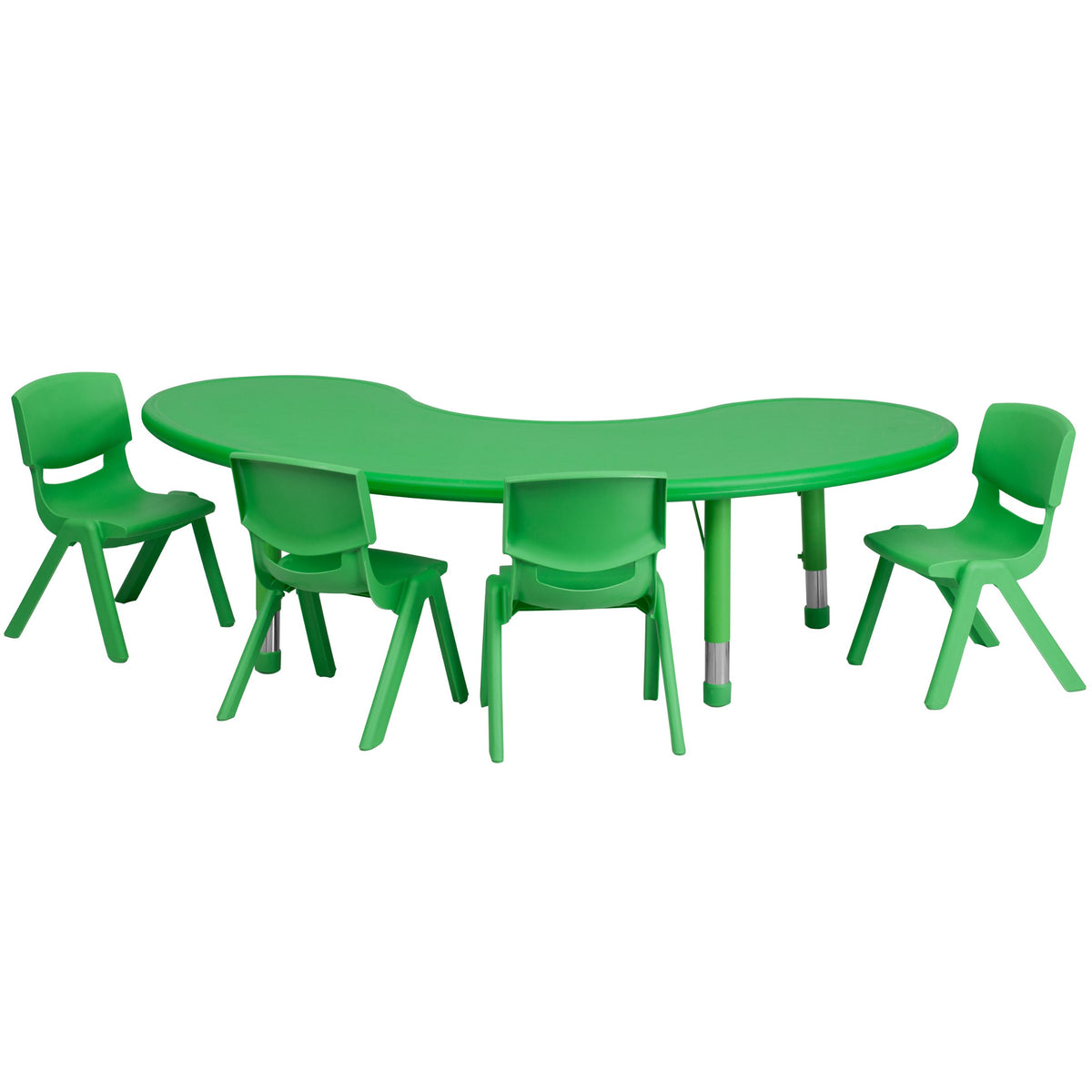 Flash Furniture Half-Moon Activity Table Set, 35&quot;W x 65&quot;D x 14.50&quot; - 23.75&quot;H, Green