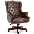 Big And Tall Executive Office Chair, Ergonomic 360 Swivel Recliner Chair, Retro Brown Faux Leather Home Office Desk Chairs W/But