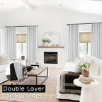 108 Inch White Extra Long Curtains For Bedroom,Hook Tape For Traverse Curtain Rod,100% Blackout Light Dark Out Faux Linen Long C