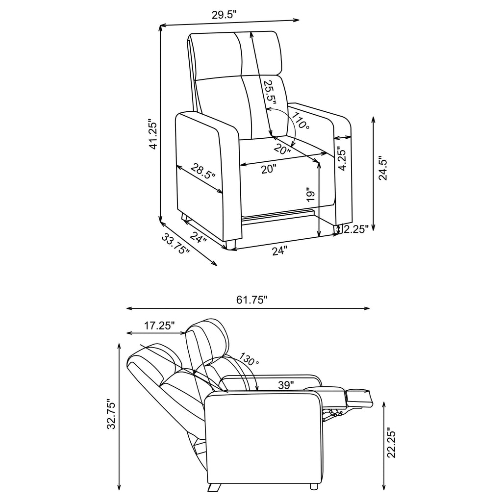 Coaster Toohey 3-Piece Theater Seating (3R), Black