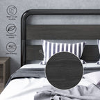 Sha Cerlin King Size Platform Bed Frame With Wooden Headboard And Footboard, Heavy Duty Metal Bed Frame With 10' Under-Bed Storage, Noise-Free, No Box Spring Needed, Black