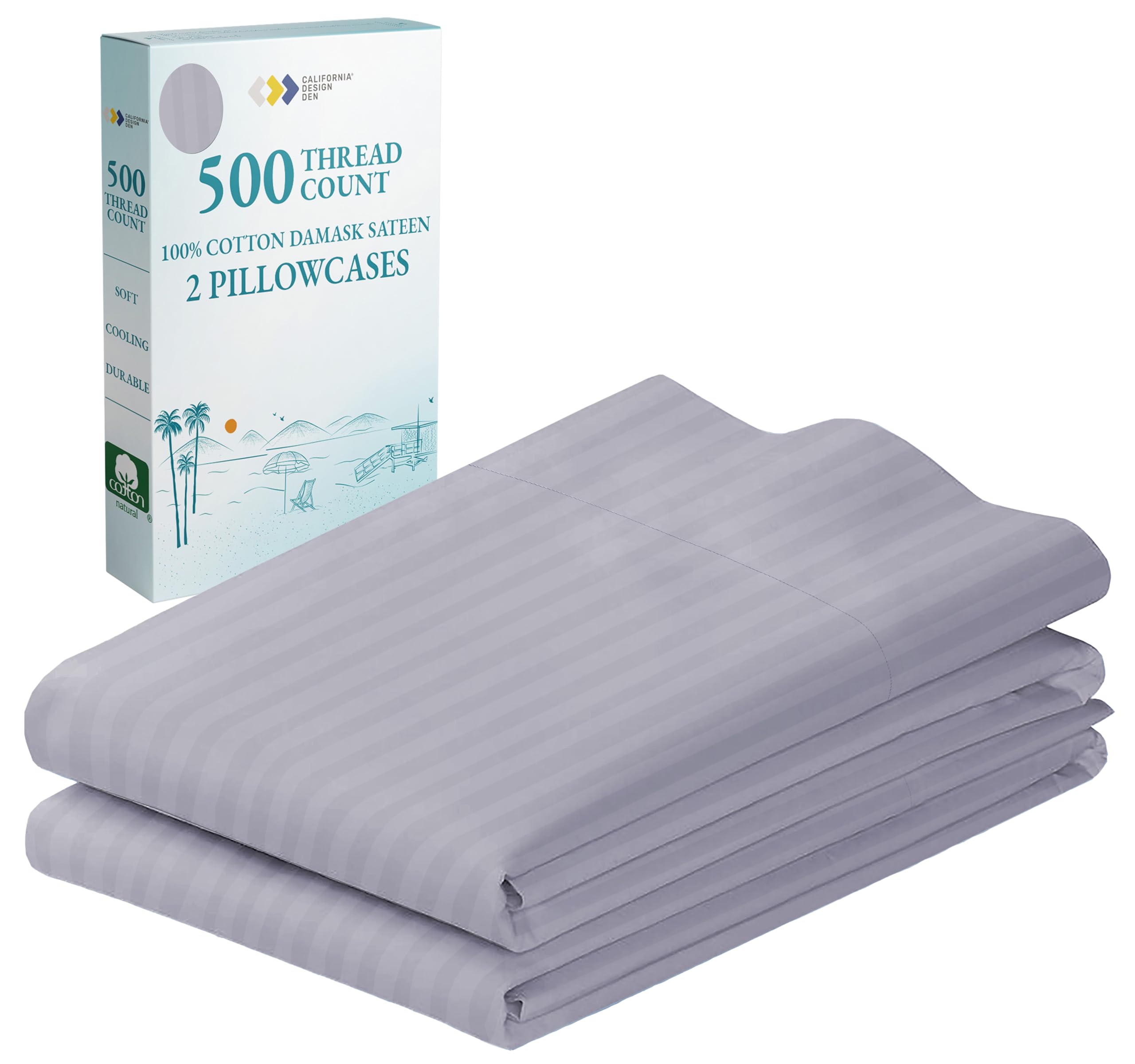 California Design Den Soft & Silky 500 Thread Count 100% Cotton Is Cool & Smooth, Standard Pillows Cases Set Of 2 Fits Standard