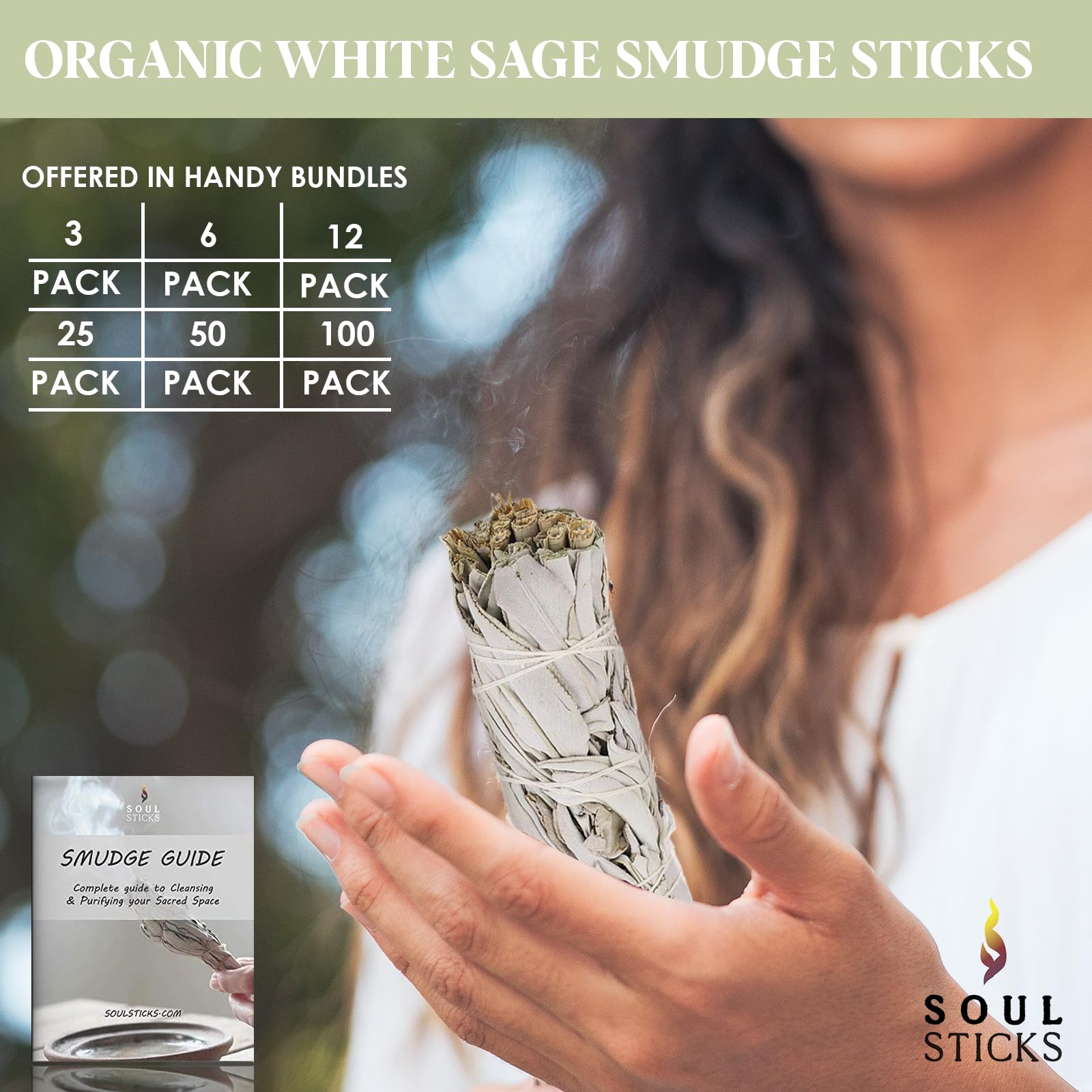 Soul Sticks 4 Inch 12 Pack Organic White Sage Smudge Smudging Sticks | Bulk Quantities For Home Cleansing, Good Energy Meditatio