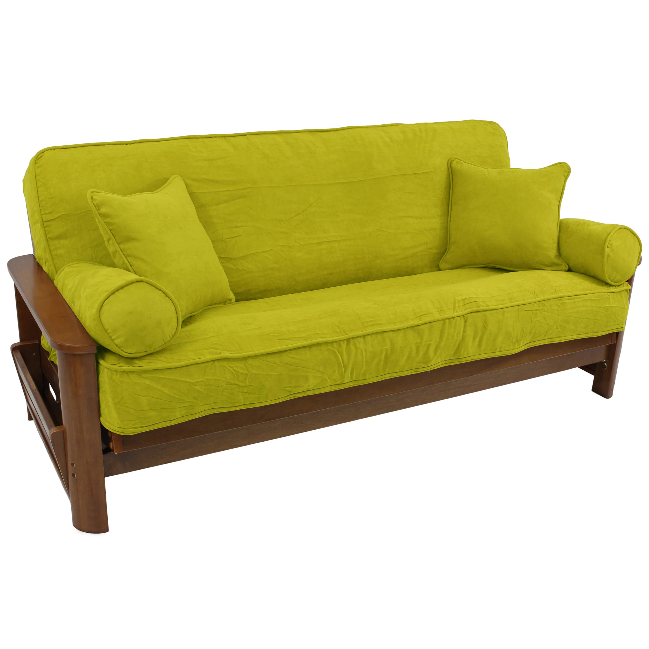 Blazing Needles Solid Microsuede Double Corded Futon Cover Set with 4 Throw Pillows