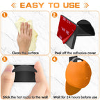 Qteeyou Adhesive Hat Hooks - 12PCS Black Hat Rack, No Drilling, Strong Hold, Minimalist Design, Wall Organizer for Caps