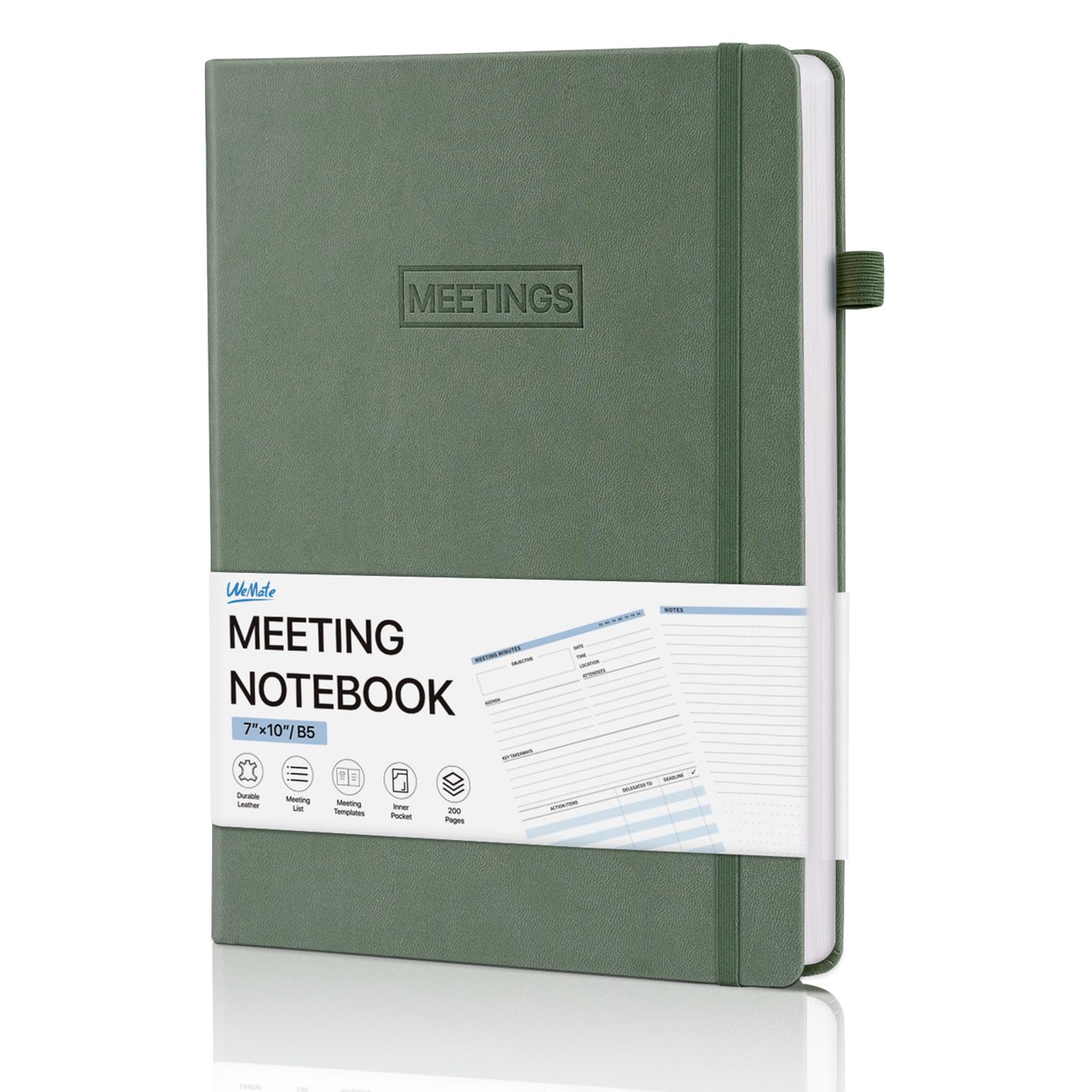 Wemate Meeting Notebook For Work, Work Planner Notebook With Action Items, Easily Take Meeting Notes & Keep Agendas On Track, Ca