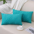 Decoruhome Decorative Throw Pillow Covers 12X20, Soft Plush Faux Wool Lumbar Couch Pillow Covers For Home, Set Of 2, Turquoise