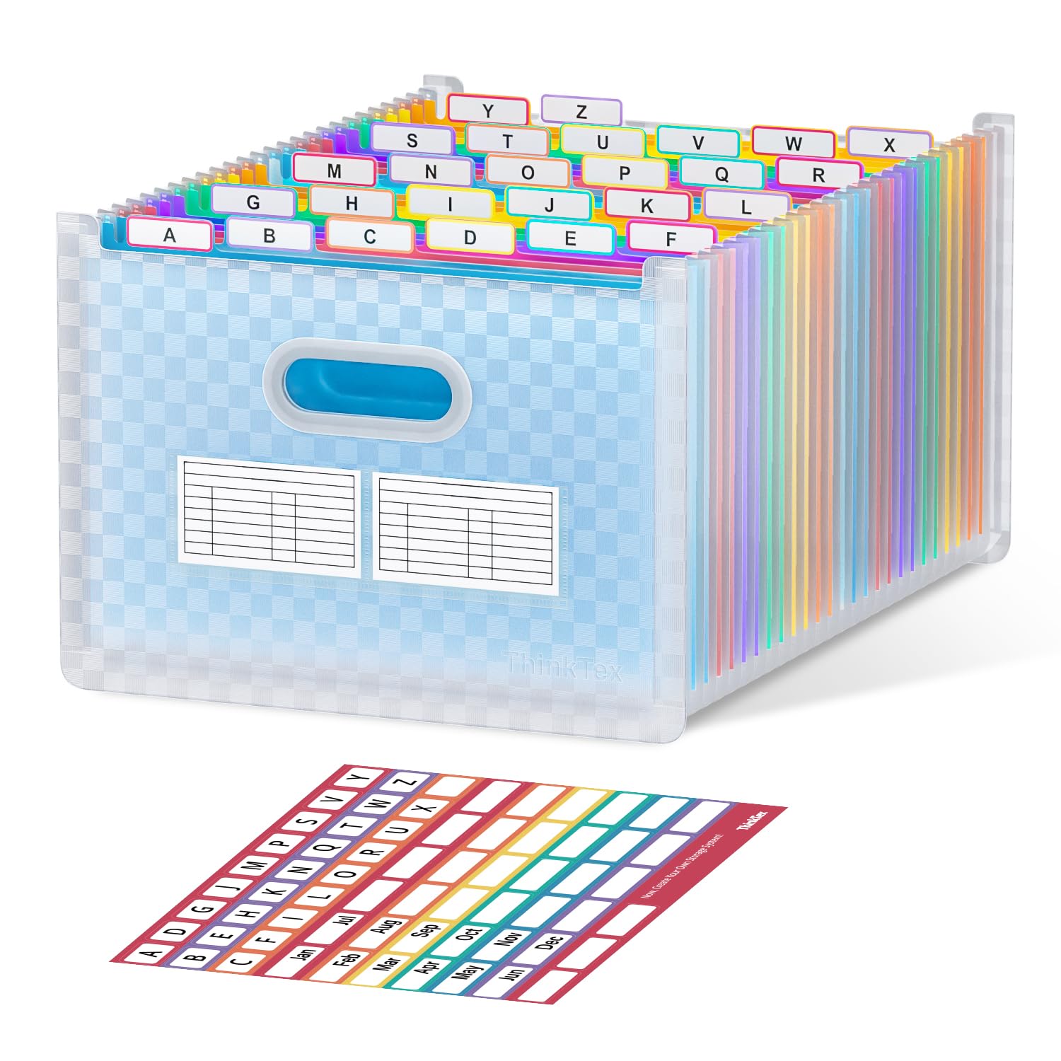 Thinktex 26 Pockets Expanding File Folder, Upright & Open Top, A-Z Colorful Tabs, Larger Capacity Accordion Folder, Letter/A4 Si
