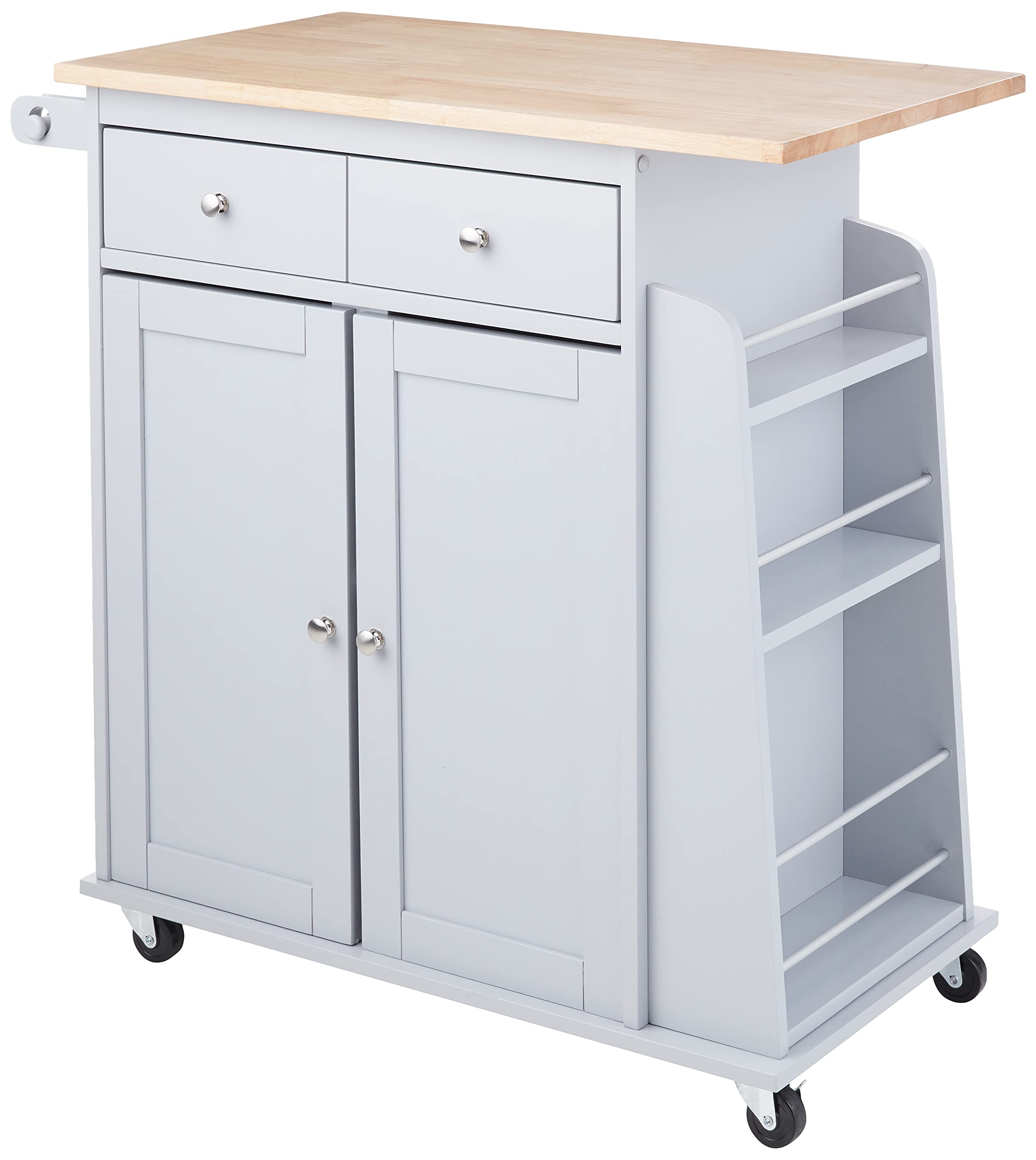 Acme Tullarick 2-Drawer Wooden Kitchen Cart in Natural and Gray