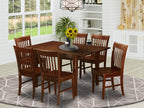 East West Furniture PSNO7-MAH-C 7 Piece Dining Room Furniture Set Consist of a Rectangle Wooden Table with Butterfly Leaf and 6 Linen Fabric Upholstered Chairs, 32x60 Inch, Mahogany