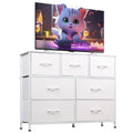 Wlive Dresser With 7 Drawers, Dressers For Bedroom, Fabric Storage Tower, Hallway, Entryway, Closets, Sturdy Steel Frame, Wood Top, Easy Pull Handle, White