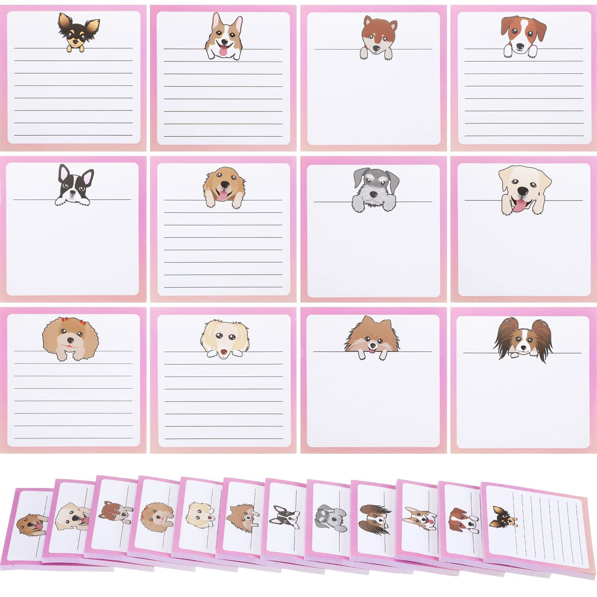 Handepo 12 Pack Dog Flamingo Sticky Notes Bulk Small To Do List Easter Funny Cute Animals Notepad For Office School Gifts, 600 S