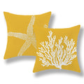 Golianda Coastal Pillow Covers 18X18 Inch Set Of 2 Yellow Coral Starfish Throw Pillows Nautical Ocean Decorations Summer Linen B