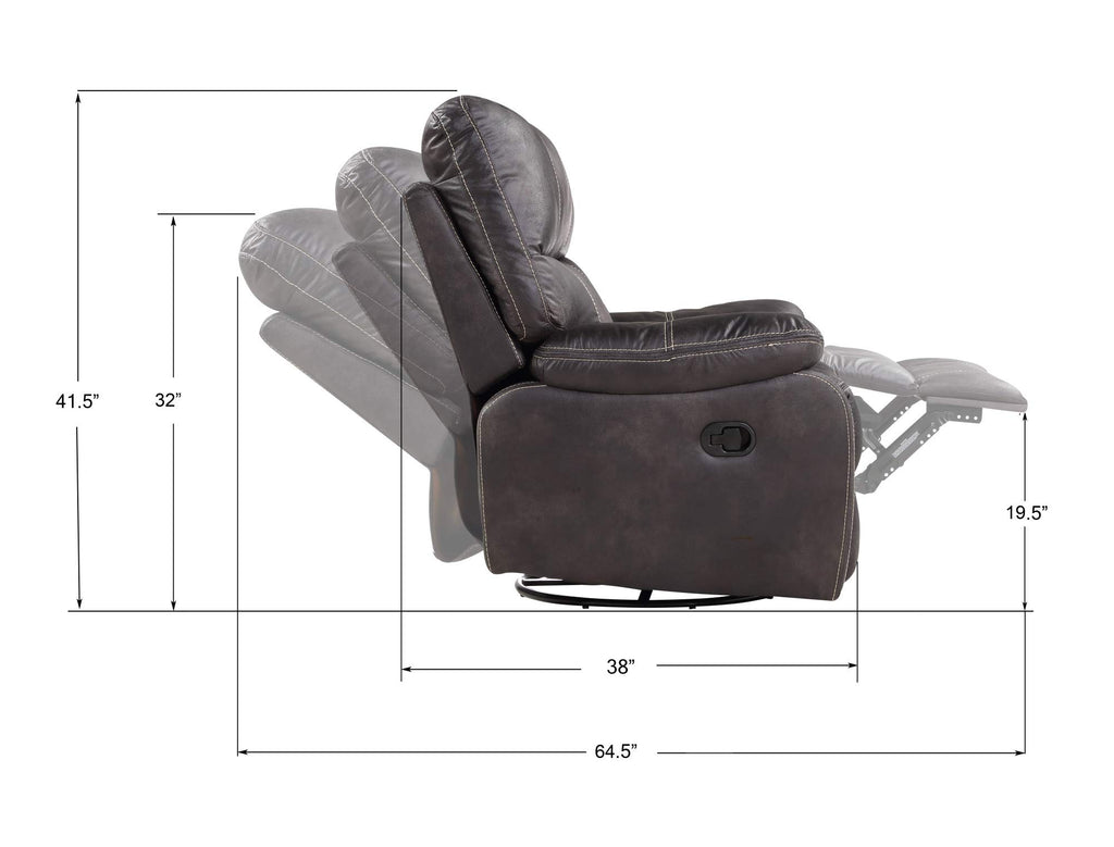 Madrona Burke Zoey Dark Graphite 84" Power Sofa with Dual Recliners, Microsuede Upholstery, and USB Charging Station