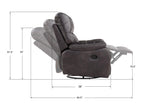 Madrona Burke Zoey Dark Graphite 84" Power Sofa with Dual Recliners, Microsuede Upholstery, and USB Charging Station