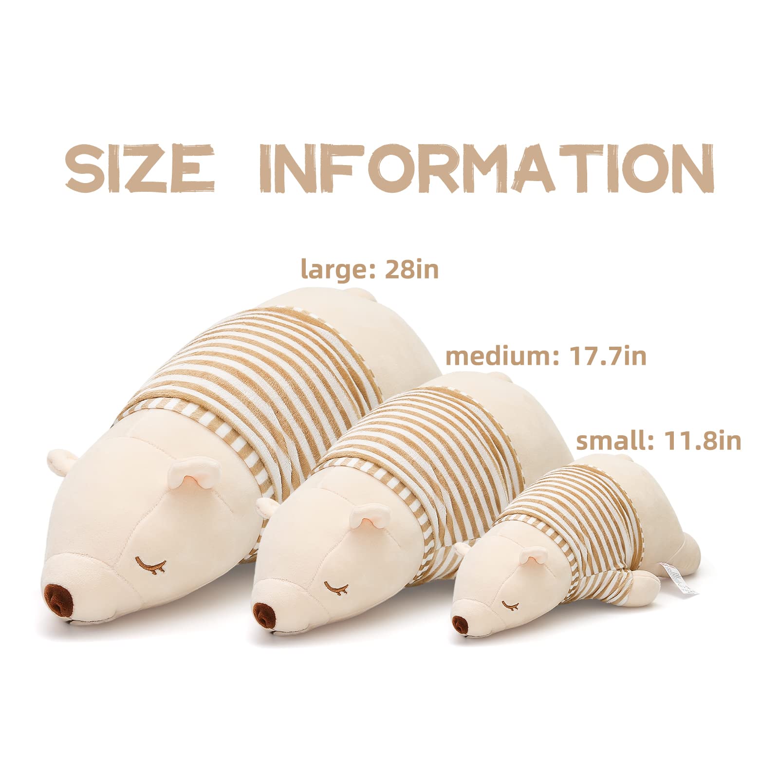 Niuniu Daddy Stuffed Animals Polar Bear 17.7 In Large Plush Toy For Kids Kawaii Plushies Adorable Squishy Cuddle Pillow For Slee